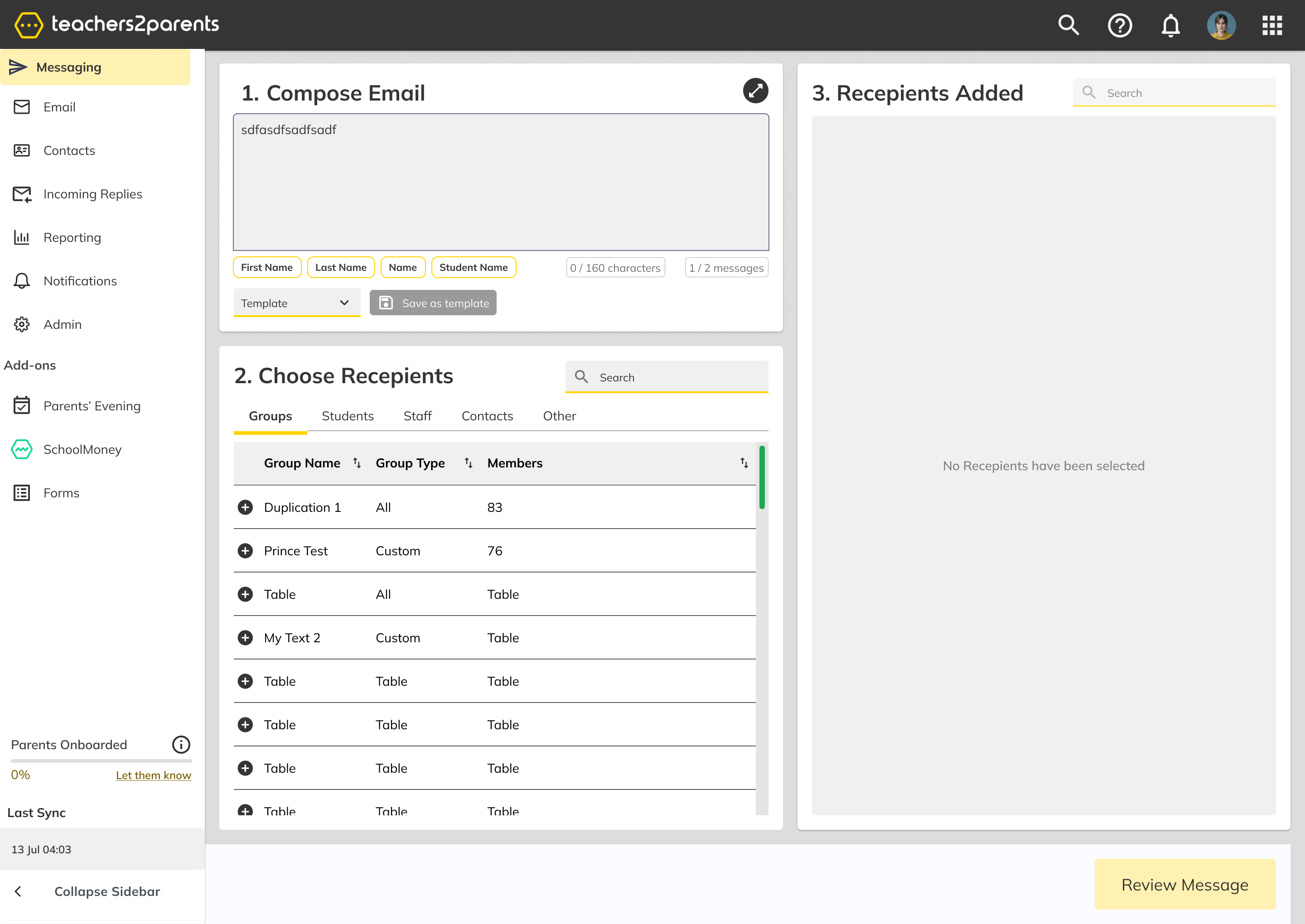Desktop compose message