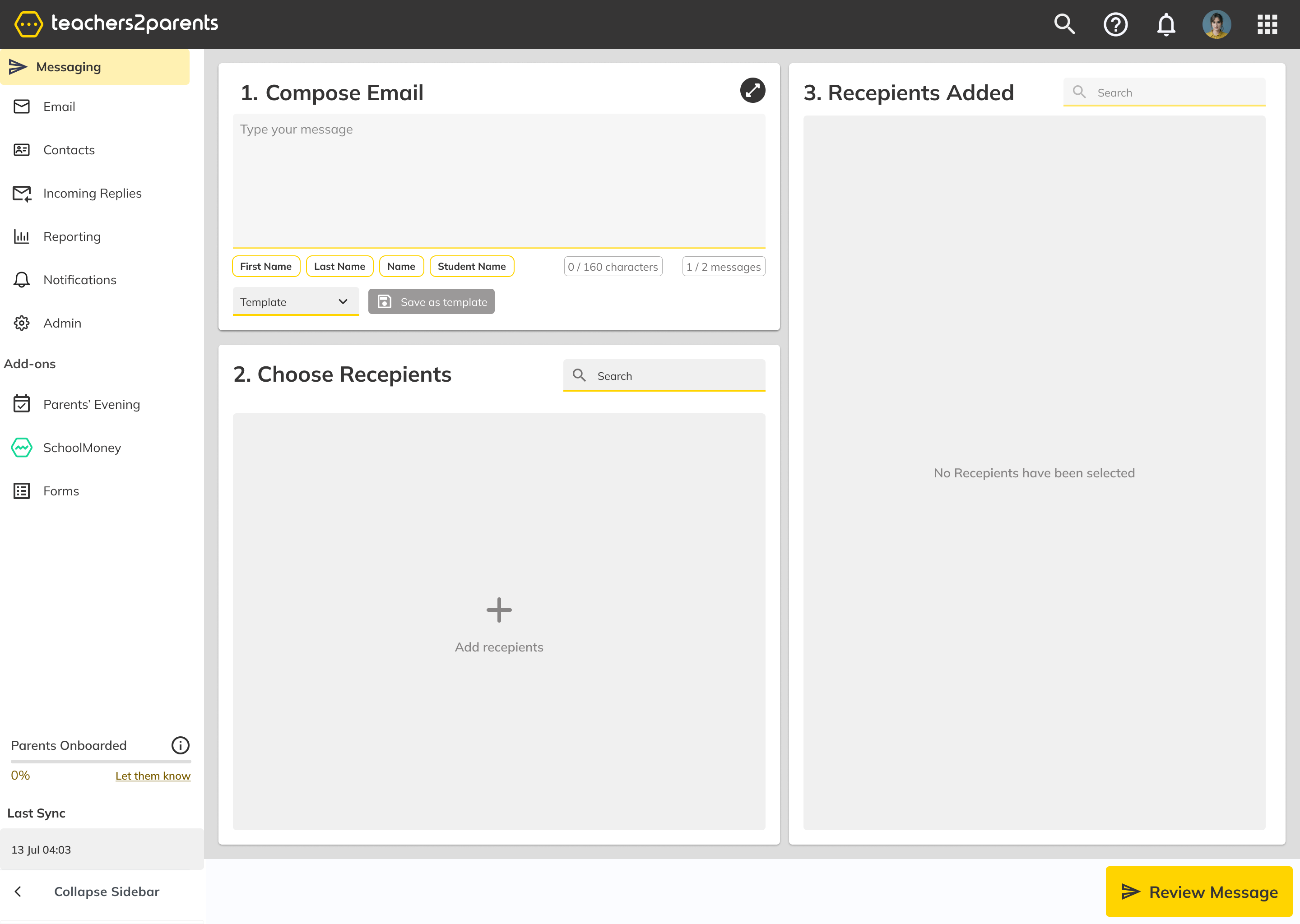 Desktop messaging UI