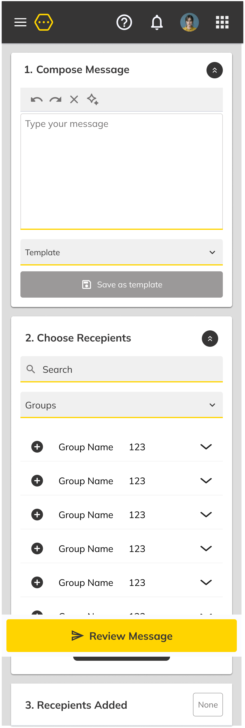 Mobile compose view